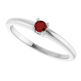 14K Gold Round Natural Mozambique Garnet Solitaire Ring - White Gold - view 5