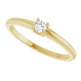 14K Gold Round Natural White Sapphire Solitaire Ring - Yellow Gold - view 5