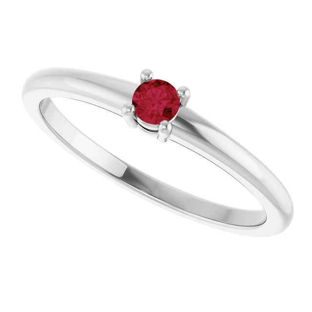 14K Gold Round Natural Ruby Solitaire Ring - White Gold - view 5
