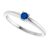 14K Gold Round Natural Blue Sapphire Solitaire Ring - White Gold - view 5