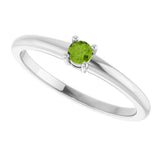 14K Gold Round Natural Peridot Solitaire Ring - White Gold - view 5