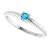 Platinum Round Natural Blue Zircon Solitaire Ring - view 5