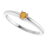 Platinum Round Natural Citrine Solitaire Ring - view 5