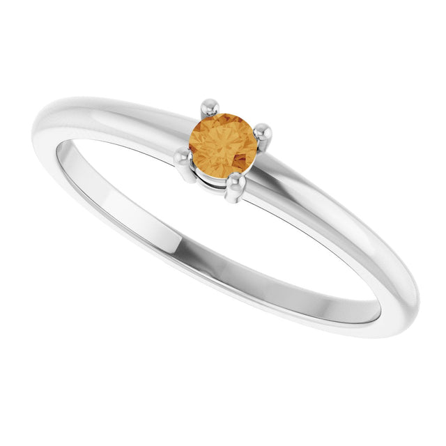 Platinum Round Natural Citrine Solitaire Ring - view 5