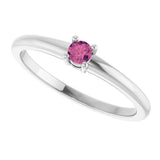14K Gold Round Natural Pink Tourmaline Solitaire Ring - White Gold - view 5
