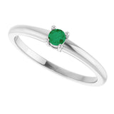 Platinum Round Natural Emerald Solitaire Ring - view 5