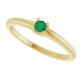 14K Gold Round Natural Emerald Solitaire Ring - Yellow Gold - view 5