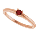 14K Gold Round Natural Mozambique Garnet Solitaire Ring - Rose Gold - view 5