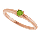 14K Gold Round Natural Peridot Solitaire Ring - Rose Gold - view 5
