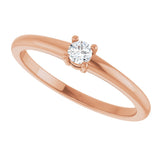 14K Gold Round Natural White Sapphire Solitaire Ring - Rose Gold - view 5