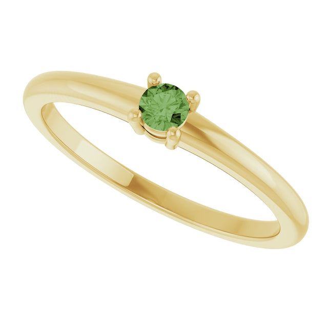 14K Gold Round Natural Green Sapphire Solitaire Ring - Yellow Gold - view 5