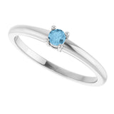 Platinum Round Natural Sky Blue Topaz Solitaire Ring - view 5