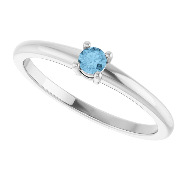14K Gold Round Natural Sky Blue Topaz Solitaire Ring - White Gold - view 5