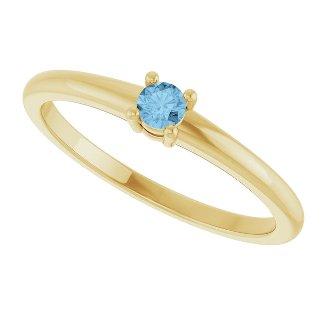 14K Gold Round Natural Sky Blue Topaz Solitaire Ring - Yellow Gold - view 5