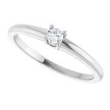 14K Gold Round Natural White Sapphire Solitaire Ring - White Gold - view 5