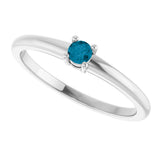 14K Gold Round Natural London Blue Topaz Solitaire Ring - White Gold - view 5