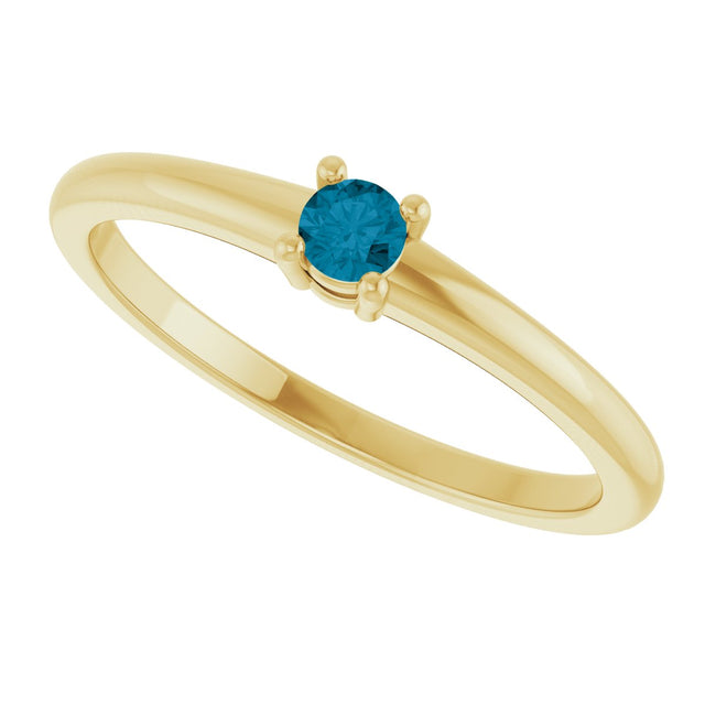 14K Gold Round Natural London Blue Topaz Solitaire Ring - Yellow Gold - view 5