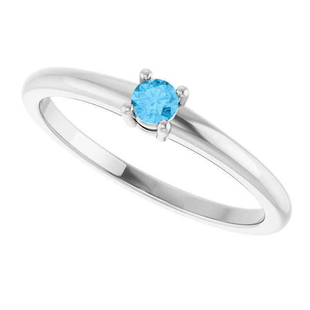 Platinum Round Natural Swiss Blue Topaz Solitaire Ring - view 5