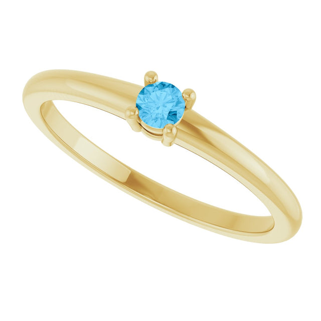 14K Gold Round Natural Swiss Blue Topaz Solitaire Ring - Yellow Gold - view 5