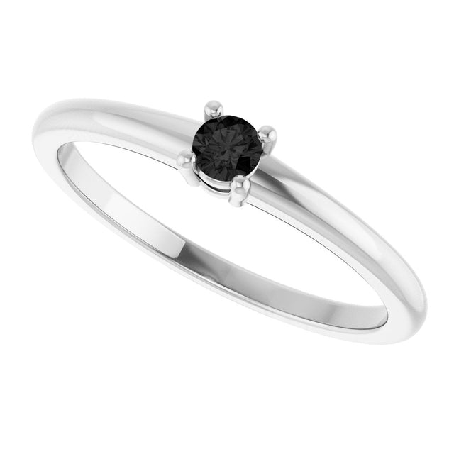 Platinum Round Natural Black Onyx Solitaire Ring - view 5