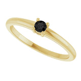 14K Gold Round Natural Black Onyx Solitaire Ring - Yellow Gold - view 5