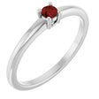 Platinum Round Natural Mozambique Garnet Solitaire Ring