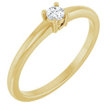14K Gold Round Natural White Sapphire Solitaire Ring - Yellow Gold