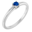Platinum Round Natural Blue Sapphire Solitaire Ring