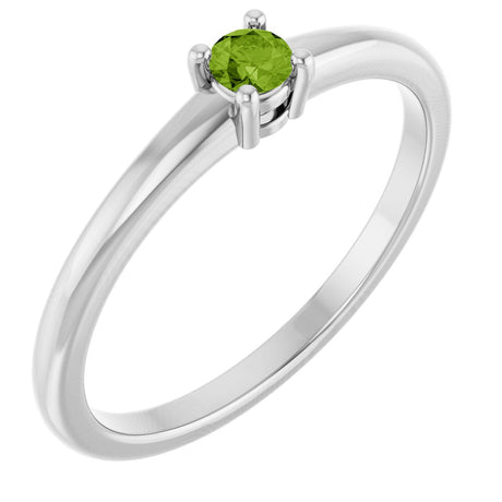 Platinum Round Natural Peridot Solitaire Ring