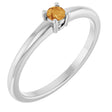 Platinum Round Natural Citrine Solitaire Ring