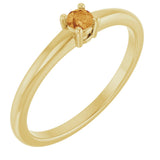14K Gold Round Natural Citrine Solitaire Ring - Yellow Gold