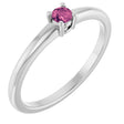 Platinum Round Natural Pink Tourmaline Solitaire Ring