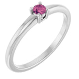 Platinum Round Natural Pink Tourmaline Solitaire Ring