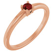 14K Gold Round Natural Mozambique Garnet Solitaire Ring - Rose Gold
