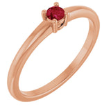 14K Gold Round Natural Ruby Solitaire Ring - Rose Gold