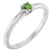 Platinum Round Natural Green Sapphire Solitaire Ring
