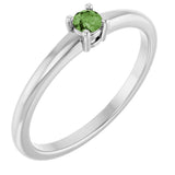 Platinum Round Natural Green Sapphire Solitaire Ring