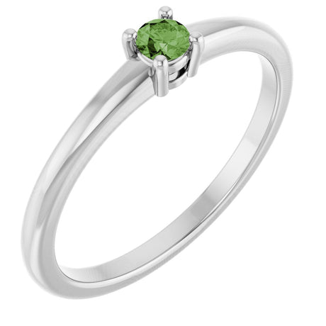 Platinum Round Natural Green Sapphire Solitaire Ring
