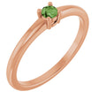 14K Gold Round Natural Green Sapphire Solitaire Ring - Rose Gold