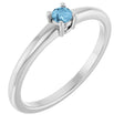 Platinum Round Natural Sky Blue Topaz Solitaire Ring