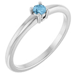 Platinum Round Natural Sky Blue Topaz Solitaire Ring