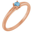 14K Gold Round Natural Sky Blue Topaz Solitaire Ring - Rose Gold