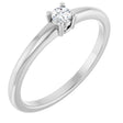 Platinum Round Natural White Sapphire Solitaire Ring