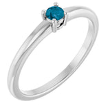 14K Gold Round Natural London Blue Topaz Solitaire Ring - White Gold