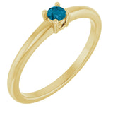 14K Gold Round Natural London Blue Topaz Solitaire Ring - Yellow Gold