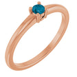 14K Gold Round Natural London Blue Topaz Solitaire Ring - Rose Gold