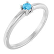 Platinum Round Natural Swiss Blue Topaz Solitaire Ring