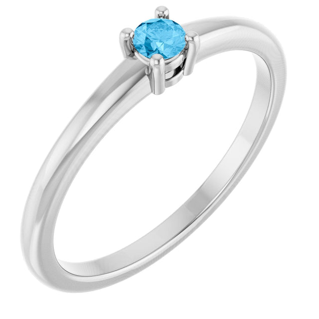 Platinum Round Natural Swiss Blue Topaz Solitaire Ring