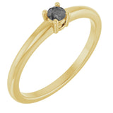 14K Gold Round Natural Gray Spinel Solitaire Ring - Yellow Gold
