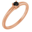 14K Gold Round Natural Black Onyx Solitaire Ring - Rose Gold